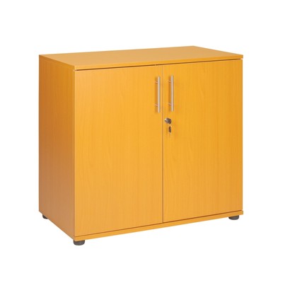 Office Storage Cupboard Lockable 2 Door Beech Cabinet Desk Height Unit 73cm H Ebay