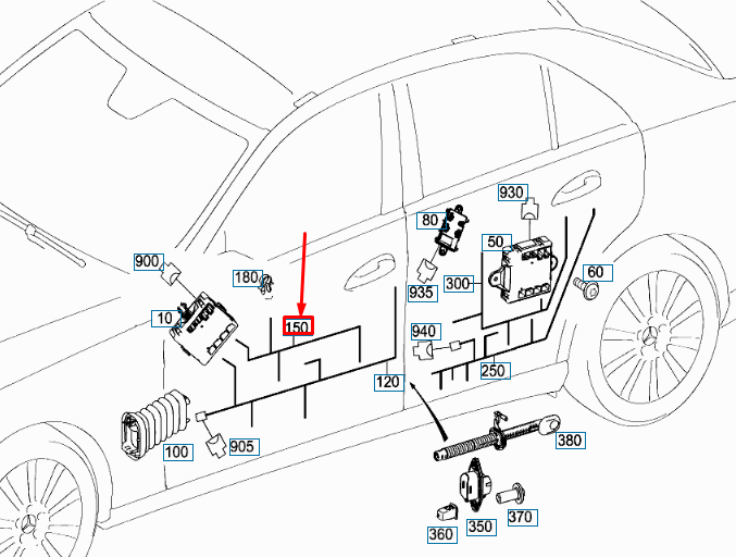 MERCEDES-BENZ E W212 Front Left Door Wiring Harness RHD  