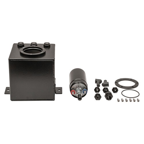 2L High Flow Swirl Fuel Surge Tank + 044 External Fuel Pump AN6 Black Aluminum - Bild 1 von 6