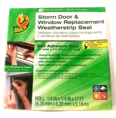 Duck Storm Door & Window Replacement Weatherstrip Seal 17 ft x 1/4 in x 1/4 in