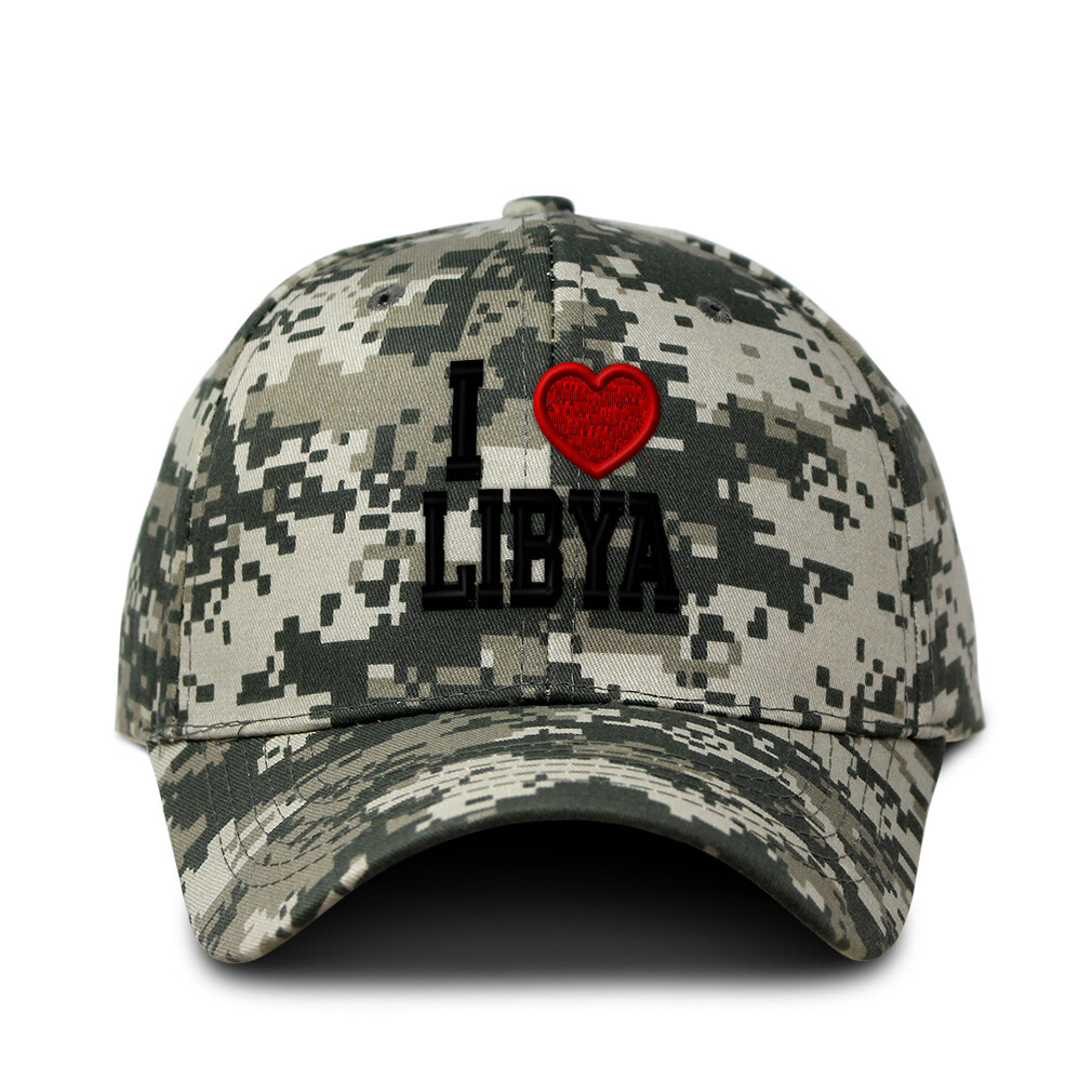Camo Baseball Cap I Love Libya Cotton Hunting Hat for Men & Women