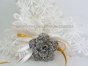 Favours Flower Silver Brooch Filigree Wedding Communion Confirmation Graduation Ebay