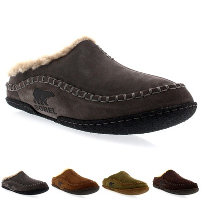 Mens Suede Leather Wool Slippers Black Warm Shoes Winter size 7 8 9 10 11 12