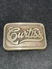 Vintage Curtiss-wright Airplane Aeronautics Aeroplane Brass Belt Buckle Glenn NY