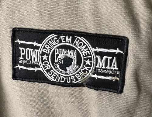 Vintage Wrangler Military Vest Large Sherpa Lined Support Troops POW MIA Patch - Picture 3 of 14