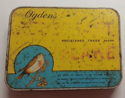 Vintage Ogdens Redbreast Flake Tabak - 1 Pfund Dose.  16 X 12 cm. Vor 70er Jahre