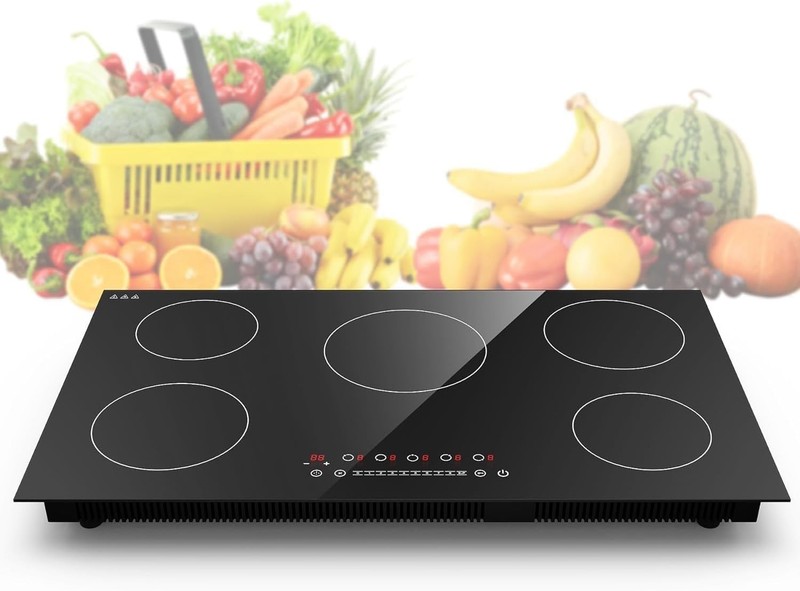 35.4" Electric Induction Cooktop 5 Burners Desktop Built-in Cooktop, 7400W 240V
