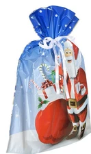 Set Of 4 Christmas Gift Bags Easy Drawstring Santa