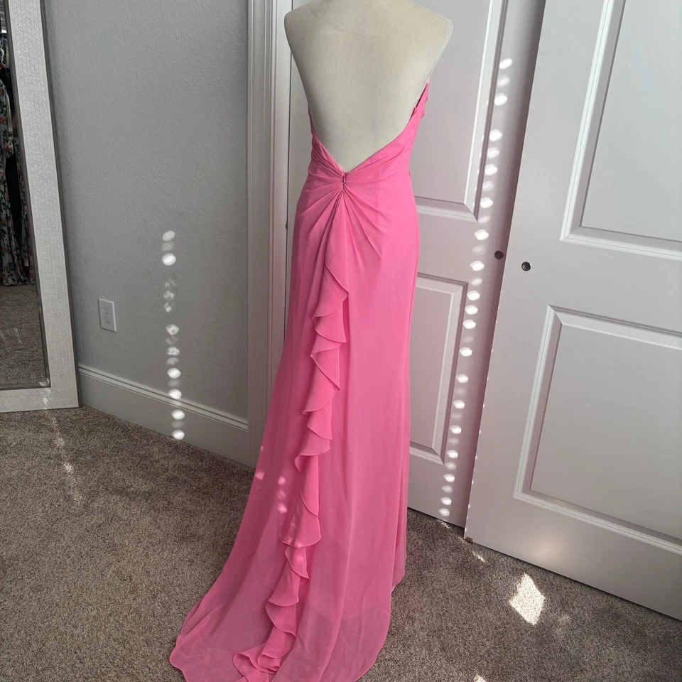 Flirt by Maggy Sottero Pink Formal Gown Halter Neck Prom Pink Beaded Y2K XS - Image 2 of 4