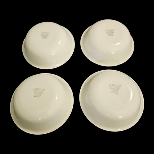 Corelle by Corning White Bowls Green Rim 6.25" Set of 4 USA Microwave Safe - Picture 5 of 6