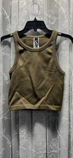 GAP JUNIOR CROP TANK TOP OLIVE GREEN MEDIUM NWOT