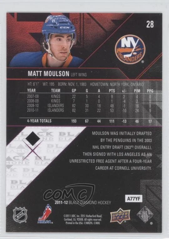 2011-12 Upper Deck Black Diamond Matt Moulson #28 - Image 2 of 2