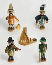 (5) RARE Vintage Erzgebirge Smokers  •Violinist •Hunter •Crier •BeeKeeper •House