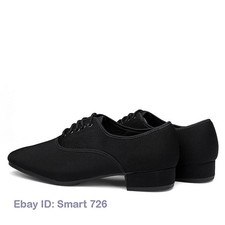 Men Ballroom Dance Shoes Latin Waltz Tango Low Heel Breathable Soft Black