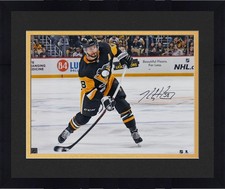 Framed Kris Letang Pittsburgh Penguins Signed 16x20 Black Shooting Photo