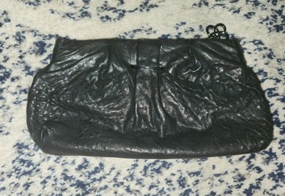 Stella & Dot La Coco Lambskin Leather Black Clutch Handbag Bag