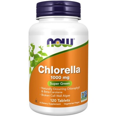 NOW Foods Supplements, Chlorella 120 Count (Pack of 1), Dark Green W/Speckles