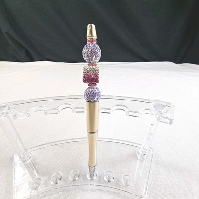 Acrylic Glitter Beads 3 Multicolor On Refillable Gold Pen With Extra Black Ink 