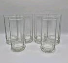Vintage Set of 6 Anchor Hocking Essex Clear 10-Panel Flat Tumbler Glasses 6 1/2"