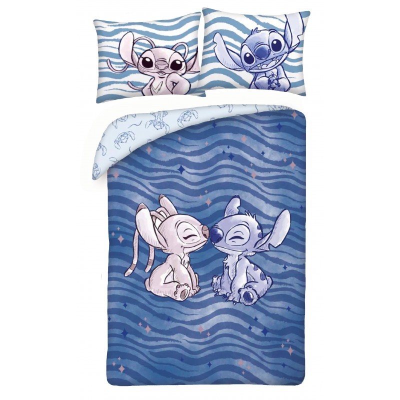 STICH ANGEL Letto SET COPRIPIUMINO 140x200cm COTONE Originale DISNEY Bacio