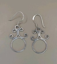 Vtg Sterling Silver Dangle Filigree Hook Earrings