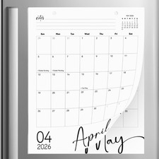 Magnetic Calendar for Fridge January 2026 to Black  White Jan 26 - Jun 27 