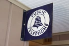 Vintage Public Telephone Bell System Porcelain Double Sided Flange Sign