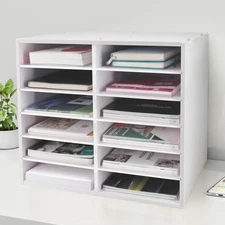  Desk Paper Storage Organizer - 12-Slot Literature Organizer 12 Compartments