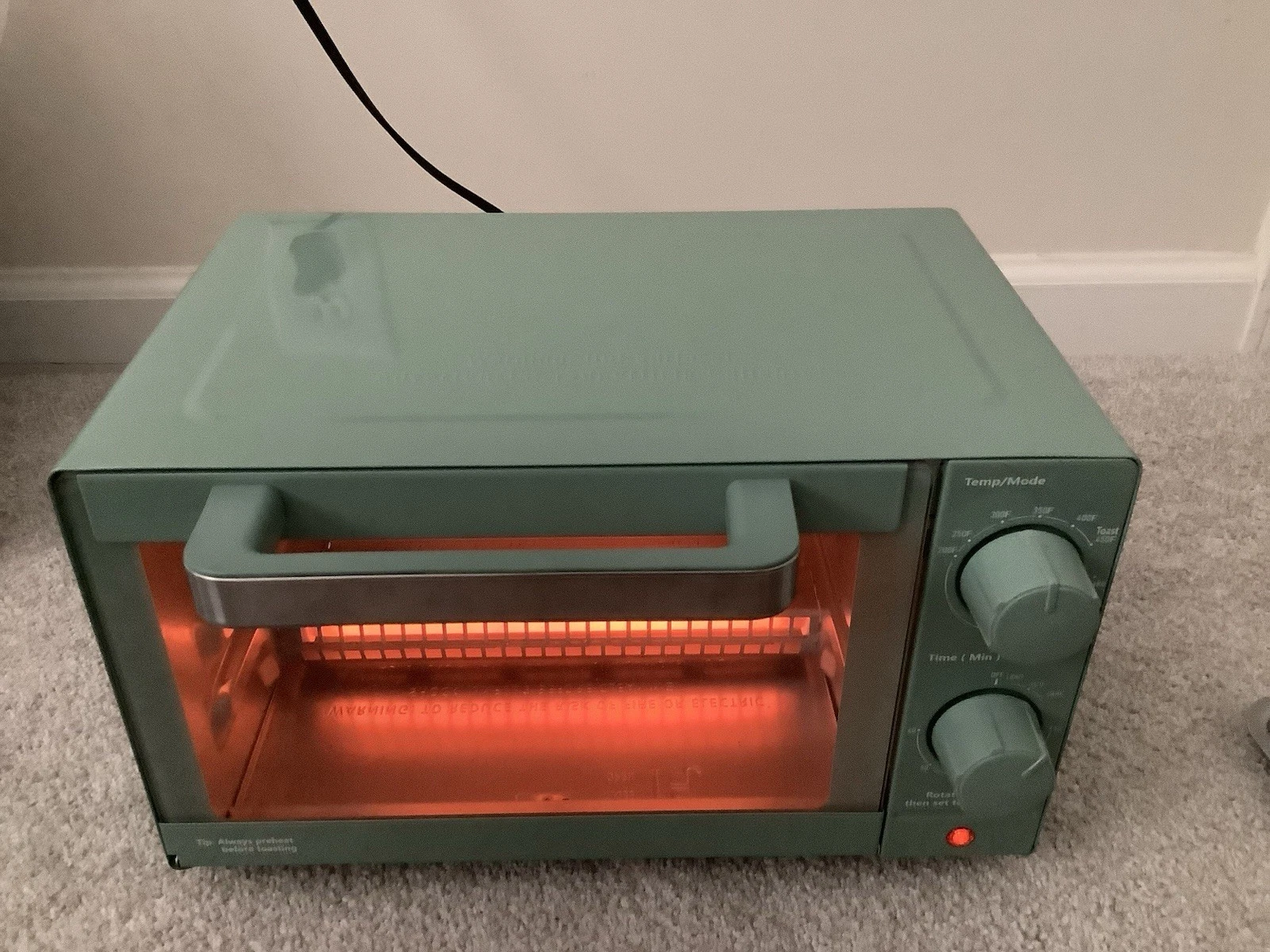 New Toaster oven 4-slice capacity 3 modes Green Size L13 xW8.5 xH7.5 in Working
Opens in a new windo