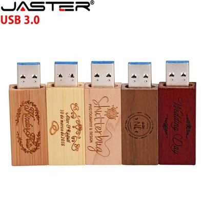 Free Custom Logo Wooden USB Flash Drive 16GB Gift Memory Stick 32G Pen Drive 64G