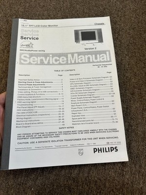 Philips TFT 15.1 V2 Chassis Service Manual *Original* SM9