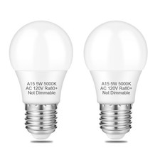 LED Refrigerator Light Bulb Replacement A15 5W 120V E26 Non Dimmable 50W