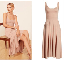 Reformation Rou Dress XL Blush Pink Midi Tank Fit Flare Sustainable NWT