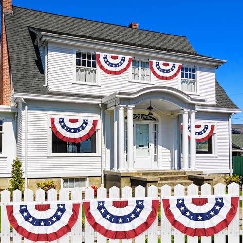 4 Pack 1.5x3 FT USA Pleated Fan Flag, American Bunting Flag 4 Pack 1.5x3 Feet - Picture 7 of 7