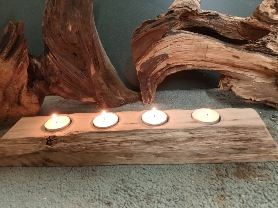 Teelichthalter Kerzenhalter Eiche rustikal, UNIKAT - Bild 2 von 4