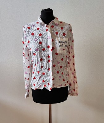 FB Sister Bluse M/38 weiß Lollipop Print Langarm süß verspielt New Yorker cute