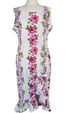 Vintage Ho Aloha Hawaiian Maxi Floral Ruffle Wedding Dress Sz 3XL 