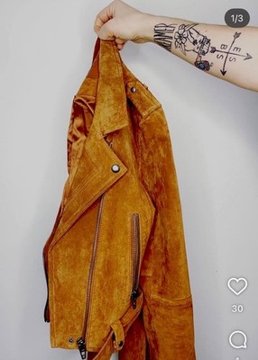 Blank NYC BlankNYC Suede Leather Moto jacket Sedona Rust Brown Size L Large