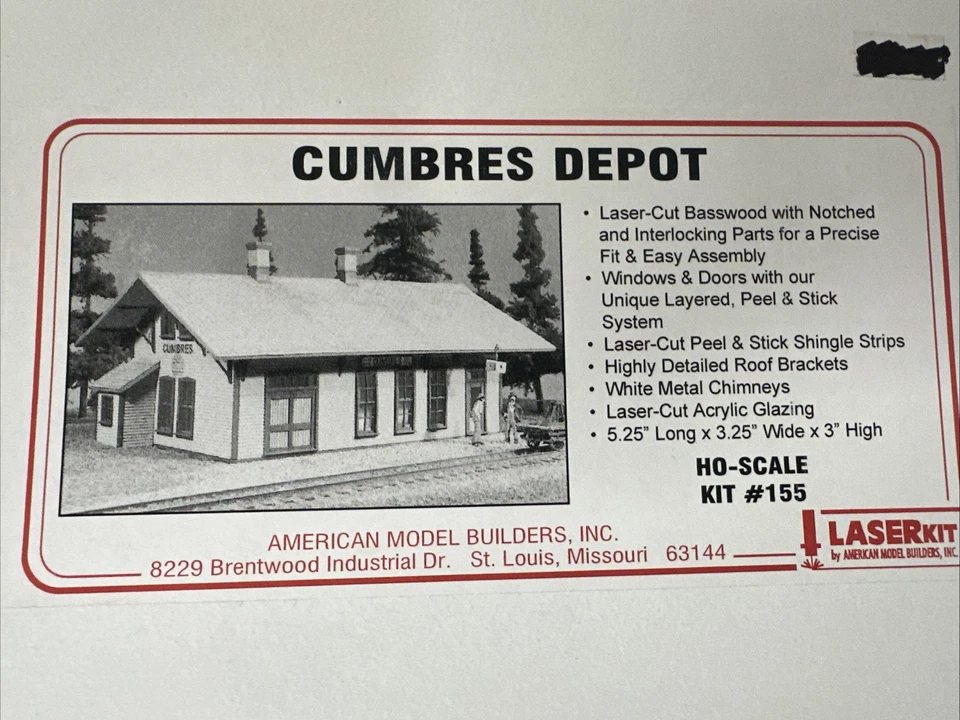 American Model Builders LaserKit HO Kit #155 Cumbres Depot (D&RGW) HOn3 NIB - Image 4 of 4