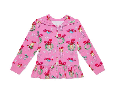 Posh Peanut 2T Dr. Seuss Grinch Pink Cindy Lou Who Zippered Hoodie NEW