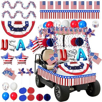 4th of July Decorations, 46 Pcs Patriotic Parade Decor Kit for Golf Cart, Bikes,
