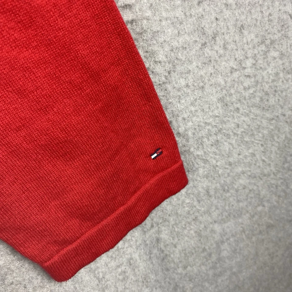 Tommy Hilfiger Suéter Mujer XL Rojo Cuello en V Lentejuelas Doradas Pullover Manga Larga Foto 2 de 4