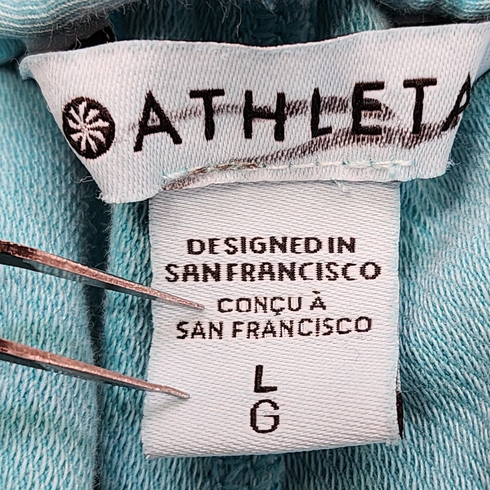 Pantalones Cortos Athleta Para Mujer L Azul Teal Farallón Algodón Pull On Bolsillos con Cordón Foto 4 de 4