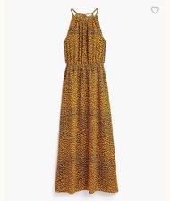 J Crew Factory Cheetah Print Halter Maxi Dress New Size XXS/XS *d57