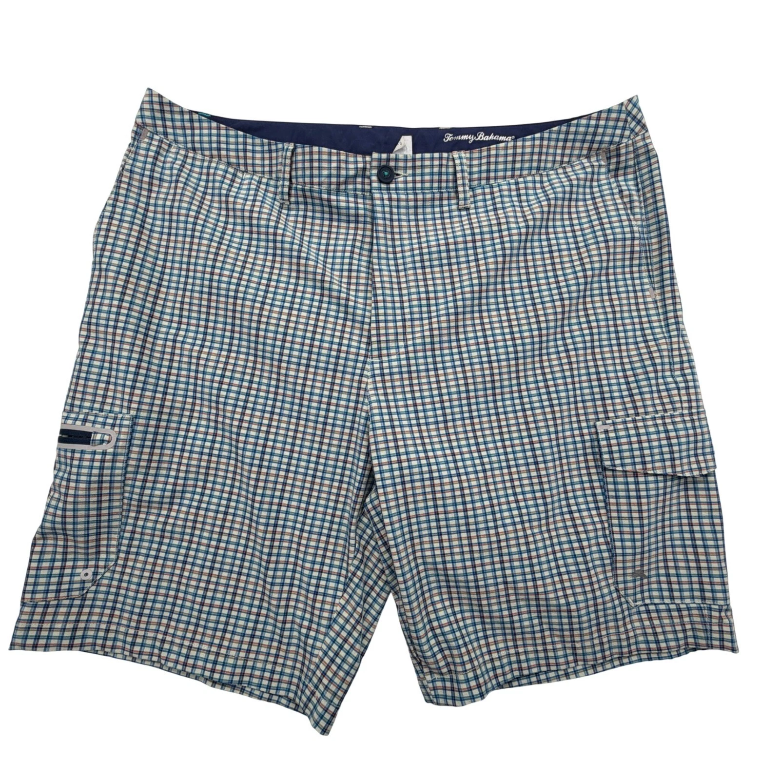 Tommy Bahama Cargo Shorts Mens 40 Plaid Hybrid Stretch Quick Dry Boardshort