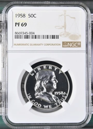 1958 Proof Franklin Half Dollar NGC PF-69 -004