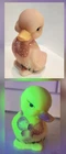 FENTON ART GLASS BURMESE DUCKLING DUCK URANIUM GLOWS HAND PAINTED SIGNED