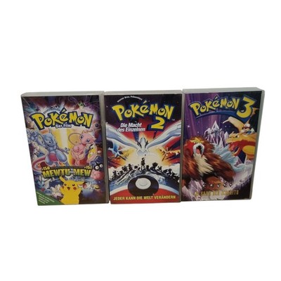 POKEMON 3 VHS Kassetten Deutsch Film 1 2 3 Set Vintage Retro Filme Videokassette