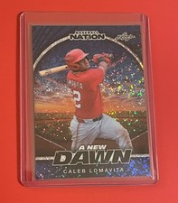 2025 Leaf Baseball Nation Caleb Lomavita A New Dawn Blue Sparkle RC #'d 3/7