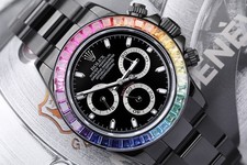 Rolex Cosmograph Daytona Black PVD/DLC Coated Watch Black Dial Rainbow Bezel